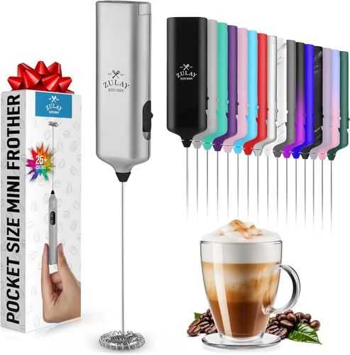 Miniatura 56 de Varita de espumador de leche mini y potente – Potente espumador de café de mano, mezclador de bebidas operado con batería – Tamaño de bolsillo Azul