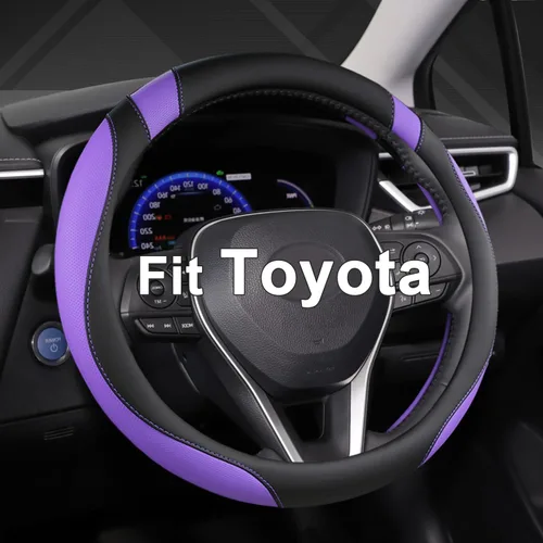 Miniatura 16 de West Llama Funda personalizada para volante de automóvil para Toyota Tacoma, 4Runner, Tundra, Sequoia, 15.5-16 pulgadas (negro + azul, tamaño grande)