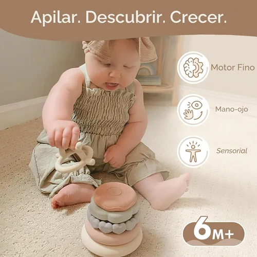 Miniatura 4 de Moonkie Stacks of Circles - Juguete de dentición suave Juguete educativo para bebés Juguetes de anillo apilable para bebés niños y niñas Juego