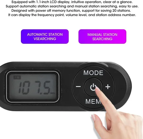 Miniatura 3 de LJCM Radio FM portátil negra, DSP 1.1 pulgadas LCD Digital FM Radio reproductor de música con auriculares para caminar, trotar, hacer ejercicio