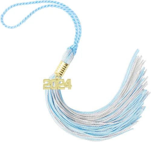Miniatura 466 de Borla de graduación Aqua 2022, todos los colores escolares disponibles, fabricada en Estados Unidos