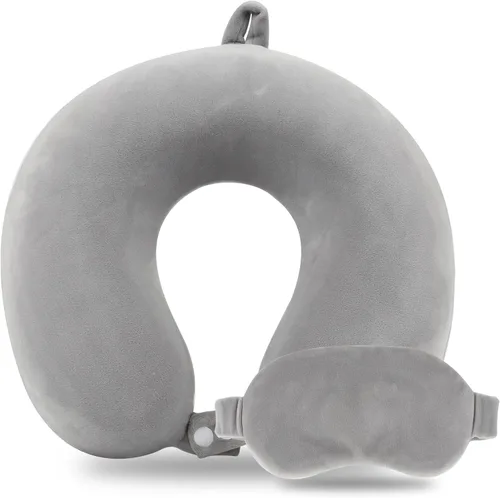 Miniatura 23 de Sexysamba Juego de almohadas de viaje de espuma viscoelástica pura para adultos, funda cómoda y extraíble, lavable a máquina, almohada de soporte