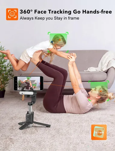 Miniatura 6 de hohem iSteady Q - Estabilizador de cardán para smartphone, trípode para selfie stick de 1 eje con seguimiento facial, rotación de 360°, trípode