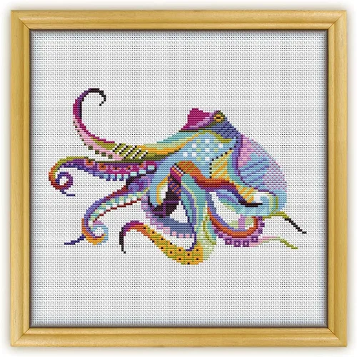 Miniatura 2 de Mandala Octopus K295 Kit de Punto de Cruz Contado #2. Hilos, Agujas, Tela, Clippers, Enhebrador de Agujas y Patrón Impreso en el Interior. Kit