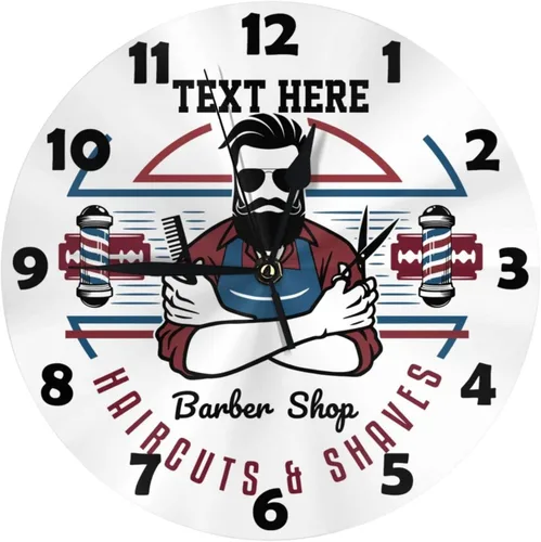 Miniatura 16 de Reloj de pared personalizado para peluquería, reloj de pared personalizado con texto sin tictac, silencioso, silla de peluquería personalizada de 10