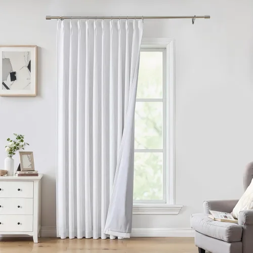 Miniatura 45 de Central Park Paneles de cortinas plisadas opacas con textura de lino, con aislamiento térmico y pestaña trasera, para sala de estar o dormitorio