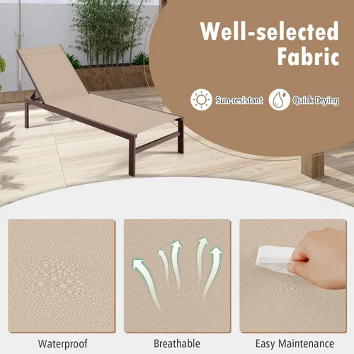 Miniatura 5 de Giantex Tumbona para patio, silla para tomar el sol al aire libre, tumbona reclinable con 6 posiciones ajustables, marco de aluminio, sillas