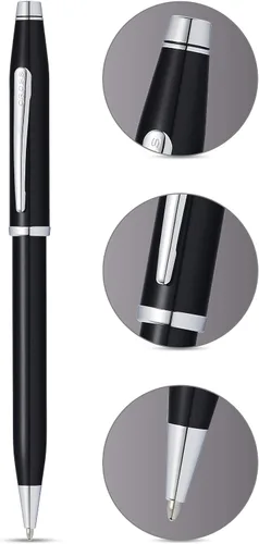Miniatura 107 de Cross Century II - Bolígrafo de punta Selectip, lacado negro con detalles chapados en oro de 23 quilates