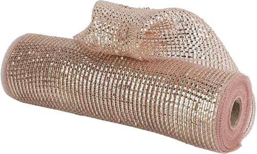 Miniatura 5 de MEEDEE Cinta de Malla Decorativa de Oro Rosa de 10 Pulgadas de Ancho, Cinta de Malla Metálica de Oro Rosa para Árbol de Navidad, Cinta de Malla Oro