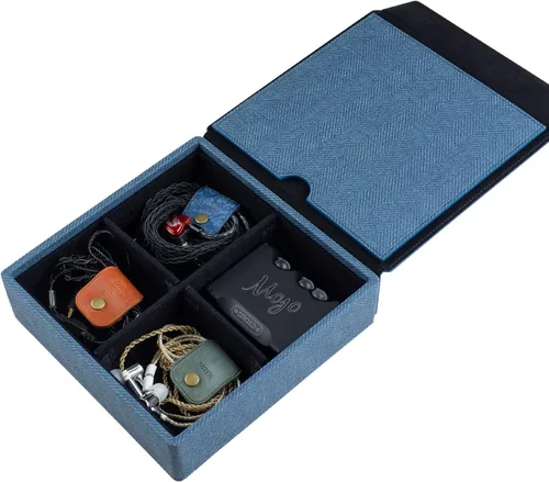 Miniatura 10 de Miter Funda de transporte para DAP + auriculares, hecha a mano Italia piel sintética rígida para 2 auriculares IEM + 1 reproductor de audio digital