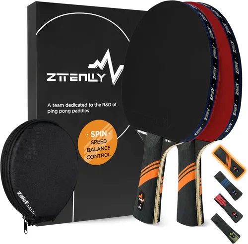 Miniatura 11 de Pala de ping pong con tecnología de carbono Serie de rendimiento, hoja de la más alta calidad de 7 capas, velocidad experta/borde/equilibrio
