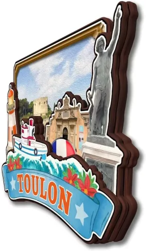 Miniatura 3 de Toulon Provence-Alpes-Cote d'Azur Francia - Imán para nevera Colección de madera 3D Madera hecha a mano recuerdos de la ciudad de viaje, imán