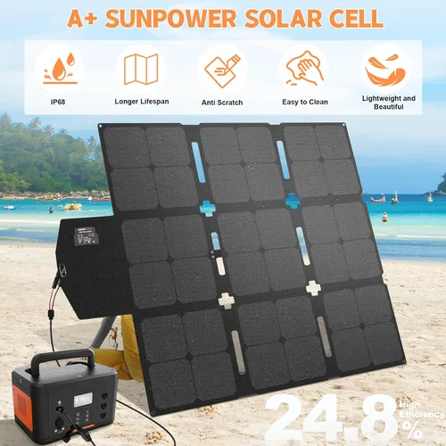 Miniatura 6 de SOKIOVOLA Panel solar plegable de 120 W con conector MC-4, panel solar portátil para camping, cargador de panel solar plegable para estación de 120