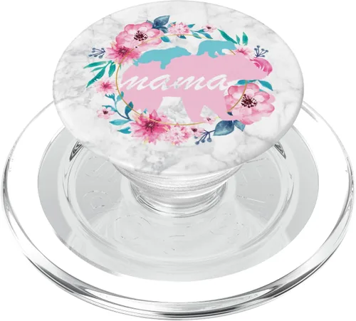 Miniatura 8 de Mama Bear Pop Socket 2 Cubs Marble Flowers Regalos para el Día de la Madre - PopSockets Grip and Stand for Phones and Tablets