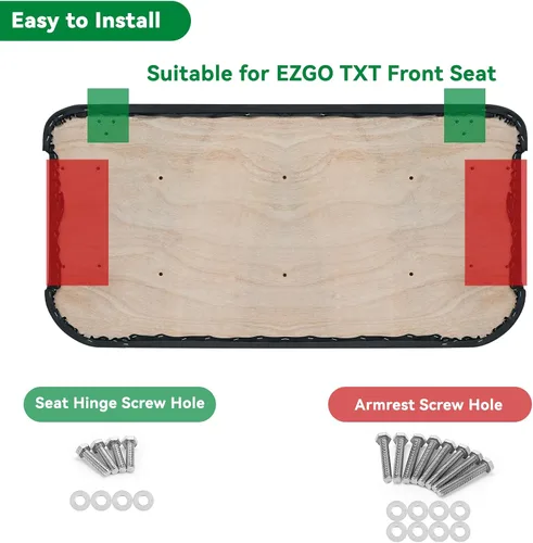 Miniatura 6 de Cojines de asiento delantero de repuesto para carrito de golf EZGO TXT 1994-2013 estilo de fábrica, 2 juegos que contienen respaldo y asiento