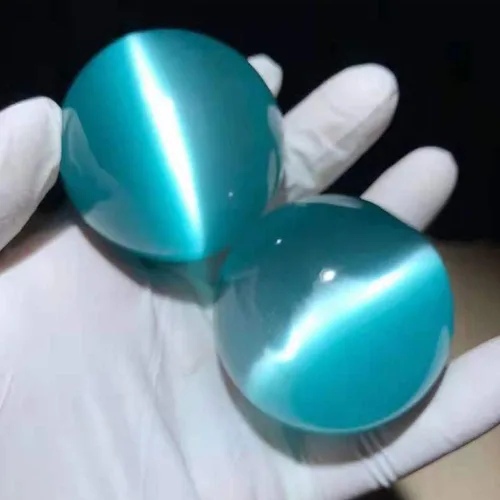 Miniatura 2 de Bolas Baoding de cristal artificial de ojo de tigre azul claro de 1.57 pulgadas, bolas de salud chinas de cuarzo curativo para terapia de manos