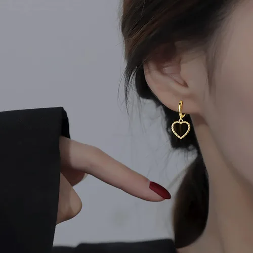 Miniatura 3 de SLUYNZ Aretes de aro de plata de ley con forma de corazón para mujer, aretes de aro pequeños con forma de corazón