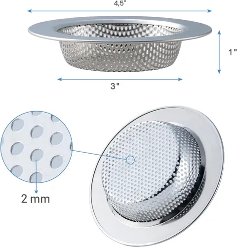 Miniatura 4 de Honmein 2 Piezas Colador de Fregadero para la Mayoría de Cestas de Drenaje de Fregadero de Cocina, Diseño Seguro de Doble Capa Mejorado Colador