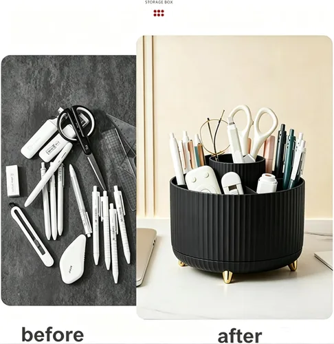 Miniatura 3 de Pencil Pen Holder 5 Slots 360°Degree Rotating Pen Organizers for Desk Desktop Storage Stationery Supplies Cute Pencil Cup Pot Kids Desk Organizer