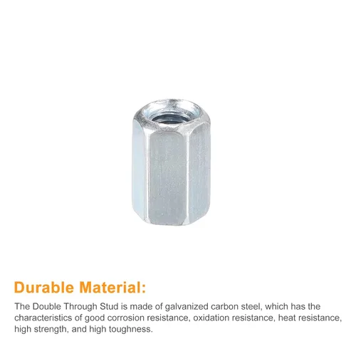 Miniatura 4 de uxcell 10 tuercas de acoplamiento M5x8x12mm - Acoplador de varilla roscada hexagonal de acero al carbono galvanizado para muebles, electrónico