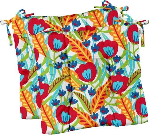 RSH DECOR Juego de 2 cojines de asiento para silla de comedor para interiores y exteriores, 16 x 16 x 2 pulgadas, color a elegir (floral multicolor