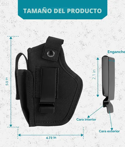 Miniatura 4 de LandFoxtac Funda para pistola para hombres/mujeres de 0.354 in 380 45ACP, IWB/OWB de 0.354 in para pistola con bolsa mag, fundas para pistola