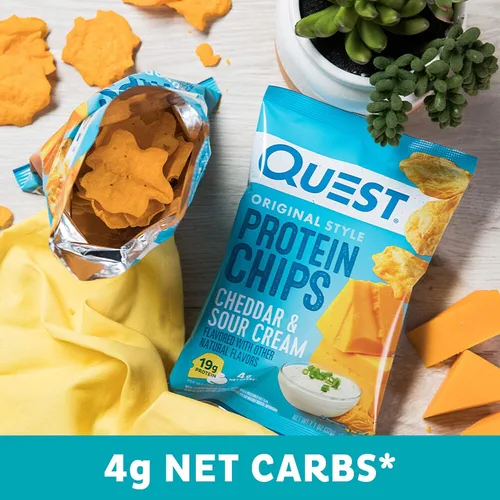 Miniatura 5 de Quest Nutrition, Ojuelas de Proteínas con sabor a Queso Cheddar y Crema Agria, 19g de Proteína, 4g de Carbohidratos Netos, Bajas en Carbohidratos