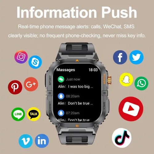 Miniatura 5 de Reloj inteligente con GPS para exteriores para hombres, reloj deportivo militar, llamadas Bluetooth, IP68, monitor de presión arterial y frecuencia