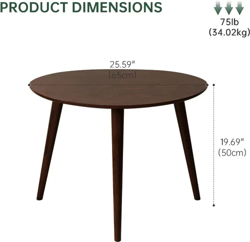 Miniatura 2 de Mesa de café ovalada pequeña, de 25.6 pulgadas, pequeña mesa auxiliar moderna de mediados de siglo para sala de estar, mesa auxiliar 100% madera