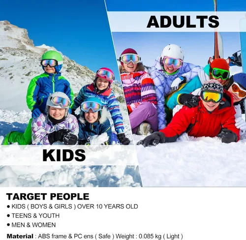 Miniatura 6 de Gafas de esquí, gafas de motocicleta, paquete de 3 gafas de snowboard para hombres, mujeres, adultos y jóvenes