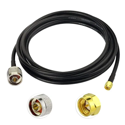 Superbat Cable adaptador SMA a N de 12 pies de baja pérdida N macho a SMA macho con conectores resistentes a la intemperie, cable RG58 de 50 ohmios