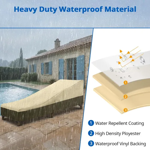 Miniatura 5 de SunPatio Funda para tumbona impermeable al aire libre, resistente, paquete de 2 fundas para sillas de patio, resistentes a los rayos UV, a Beige