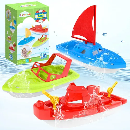 Flota de botes de juguete para niños pequeños, botes acuáticos flotantes para piscina, baño y playa, juego de botes coloridos para niños de 3 a 5
