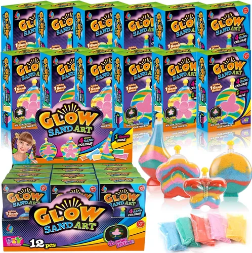 Crea tu propia actividad artística de arena mágica con purpurina | Kits de arena personalizados de colores que brillan en la oscuridad para niños,