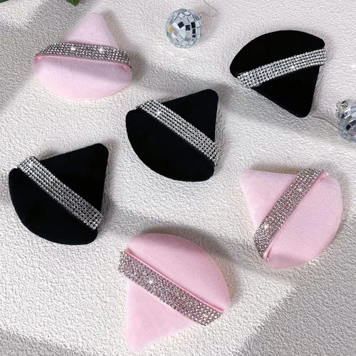 Miniatura 3 de 6 piezas de esponja de maquillaje para polvo suelto, polvo mineral, herramienta de maquillaje para debajo de los ojos (rosa melocotón y negro)