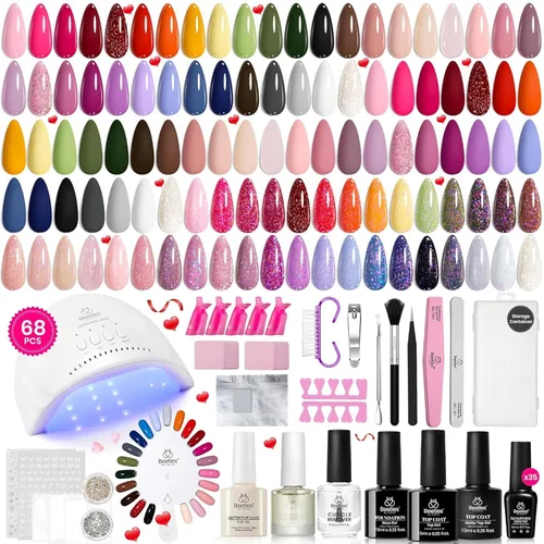 Miniatura 19 de Beetles - Kit de esmalte de uñas de gel de 36 colores, juego de esmalte de gel pastel de verano con capa base, capa superior brillante y pegamento