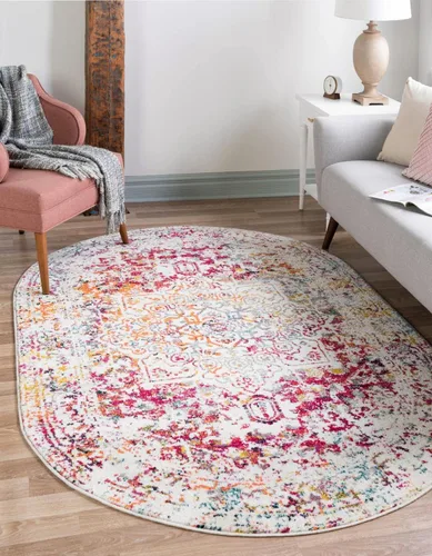 Unique Loom Richmond Collection - Alfombra de área con medallón (4 pies 1 pulgada x 6 pies 1 pulgada, ovalada, multicolor claro/negro)
