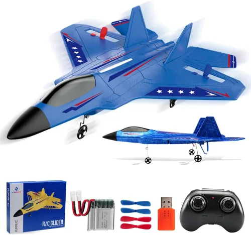 Miniatura 15 de Avión RC, avión RC F22 listo para volar, avión de control remoto de 2.4 GHz, avión de control remoto de 2 canales, juguete de aviones RC para niños