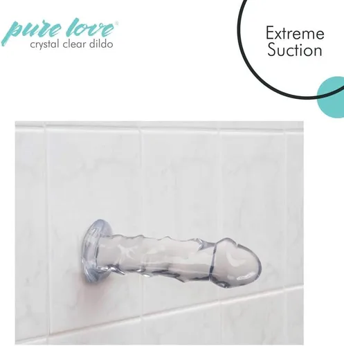 Miniatura 2 de pure love Consolador con ventosa, crestas ultra elevadas, juguete sexual para adultos, transparente, 7 pulgadas