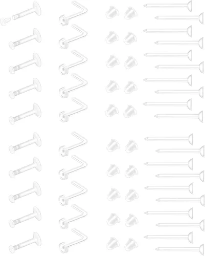 Miniatura 8 de 60 piezas de retenedores transparentes para cirugía, joyería de plástico Bioflex para pezón, lengua, nariz, tabique, cejas, cartílago, cartílago