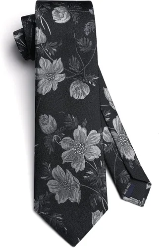 Miniatura 259 de Corbatas florales tejidas clásicas para hombre, corbata cuadrada de bolsillo, corbatas formales para hombres, boda con pañuelo