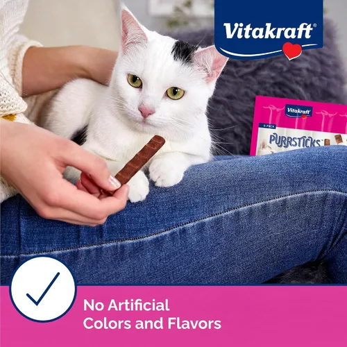 Miniatura 5 de Vitakraft PurrSticks - Golosinas suaves nutritivas y saludables para gatos, palitos de carne asada al horno suavemente para gatos con 70% de carne