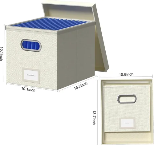 Miniatura 5 de Caja organizadora de archivos - Cajas de archivos para colgar archivos con tapa, juego de 3 carpetas decorativas colgantes organizadoras con rieles