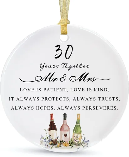 Miniatura 14 de Adorno de Navidad de aniversario de 10 años 2026, décimo para parejas, adorno de cerámica de diez años casados para decorar bodas en el hogar