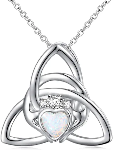 Miniatura 83 de FLYOW Collar con colgante de nudo celta de plata de ley 925 de buena suerte irlandés para mujer, regalo de cumpleaños y graduación