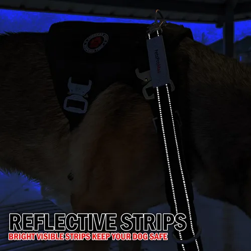 Miniatura 5 de PetsProMax - Correa táctica para perro, correa elástica resistente con clip de metal para cinturón de seguridad de automóvil y hebilla de rana