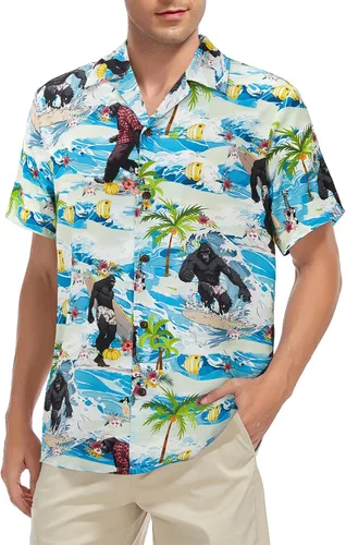 Miniatura 147 de Camisa hawaiana para hombre, con estampado floral, cómoda, con botones, casual, manga corta, ropa de playa para hombre