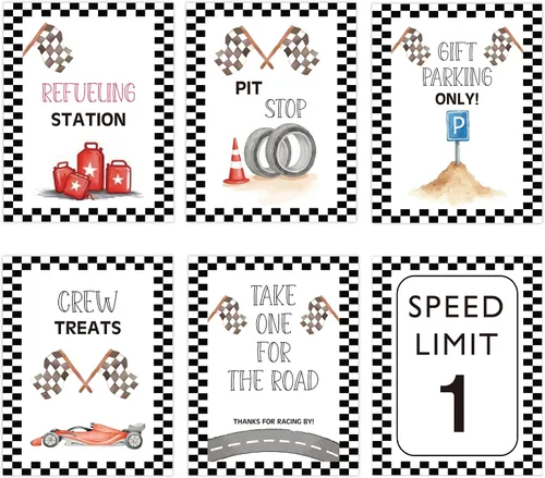 Miniatura 7 de Speed Limit 1 - Decoración de Cumpleaños de Coche de Carreras, Decoraciones de Fiesta de Primer Cumpleaños 6PCS Letreros de Pared para Bebé de 1 Año