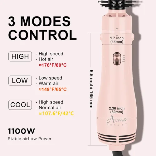 Miniatura 8 de Cepillo Secador de Cabello y Secador con Cepillo en uno, Aima Beauty Cepillo Redondo de 1.25'' Secador con Cepillo Cepillo de Aire Caliente Iónico