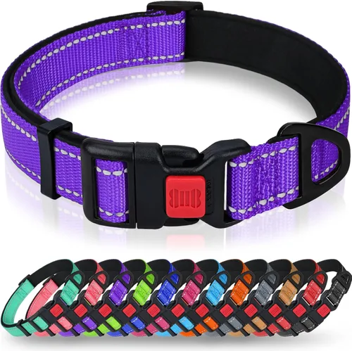 Miniatura 10 de Taglory Collar reflectante para perro con hebilla de bloqueo de seguridad, collares ajustables de nailon para mascotas para perros grandes, hembras